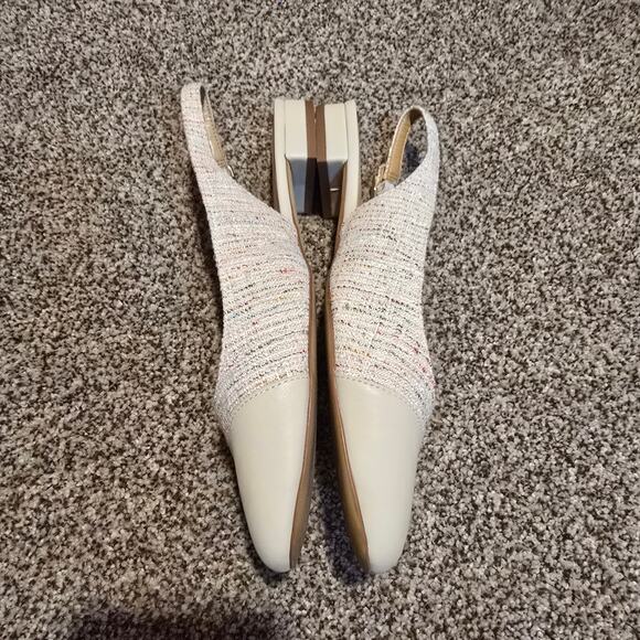 Women's J. Crew Multicolor Beige Tweed Slingbacks with Cap Toes | Size 8 - Picture 3 of 8
